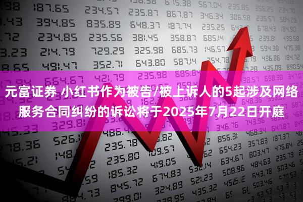 元富证券 小红书作为被告/被上诉人的5起涉及网络服务合同纠纷的诉讼将于2025年7月22日开庭